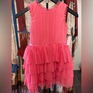 Zhenzi Pink Tiered Ruffle Tulle Girls Dress
